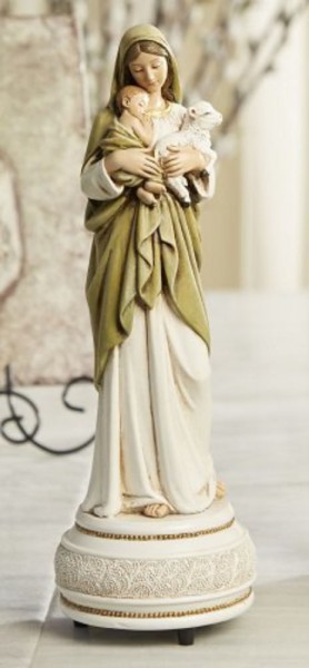 Blessed Mother and Child Musical Figurine 9 Inch High - Full Color