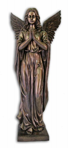 Bronzed Resin Praying Angel Statue - 38 Inches - Bronze