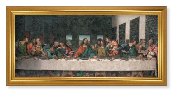 Church Size Last Supper Gold Framed Art - 2 Sizes - Full Color