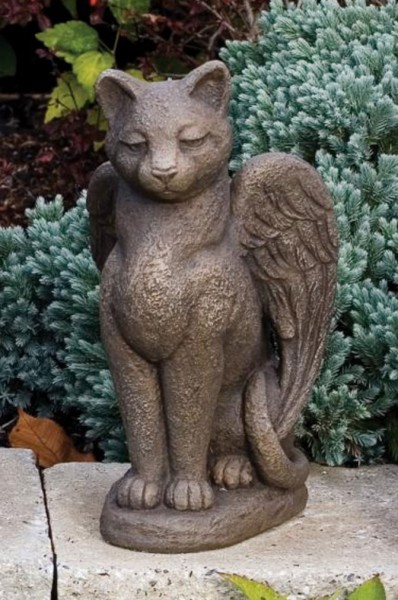 Guardian Angel Cat Seated Statue 13.75 Inches - Classic Iron Finish