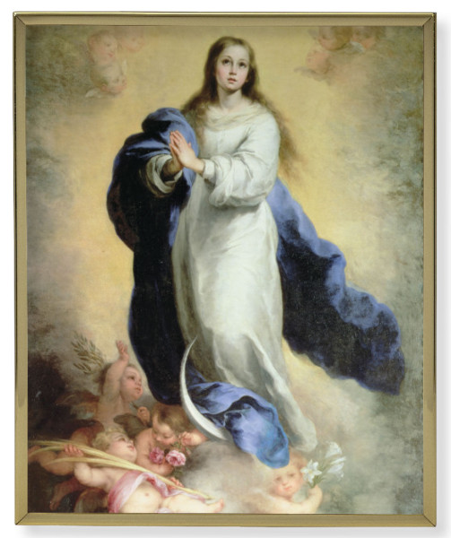 Immaculate Conception Gold Frame 8x10 Plaque - Full Color