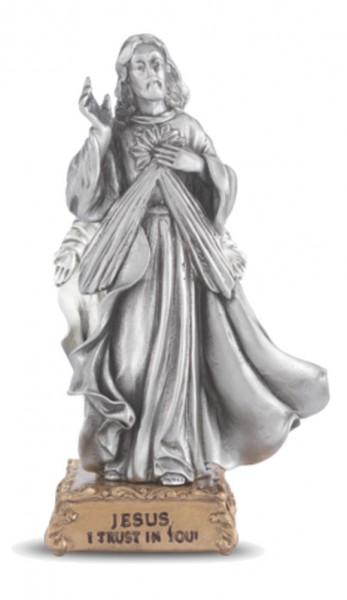 Jesus I Trust In You Pewter Statue 4 Inch - Pewter