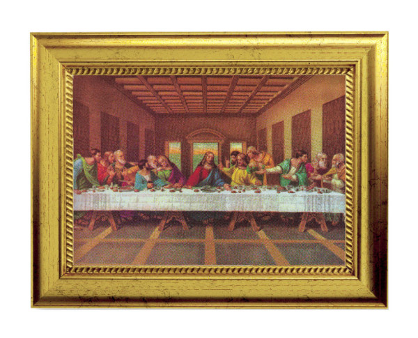 Last Supper Print by Da Vinci 5x7 Print in Gold-Leaf Frame - Full Color
