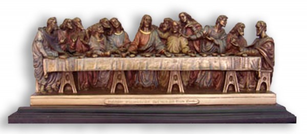 Last Supper Statue in Bronzed Resin on Base - 14.25 inches - Bronze