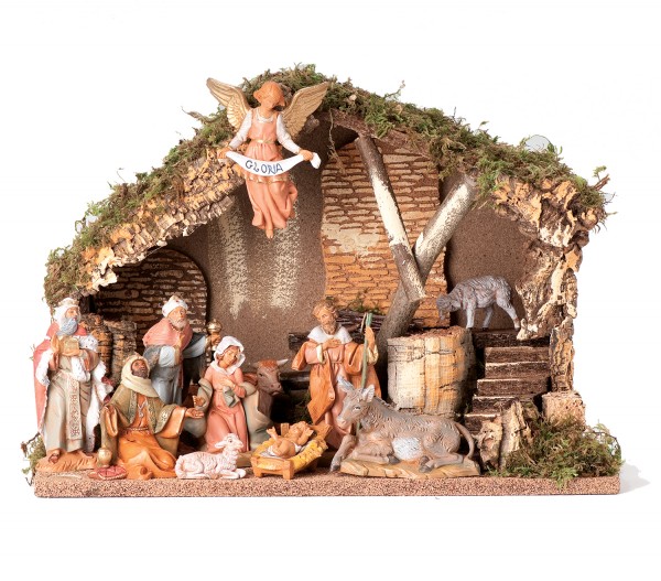 Nativity Set with Italian Stable - 11.5&quot;H - Multi-Color