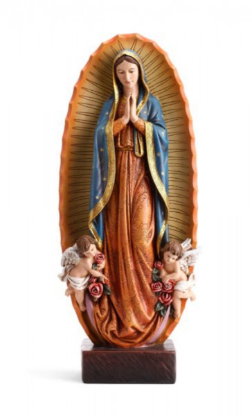 Our Lady of Guadalupe w Angels 23.5 Inch High Statue - Full Color