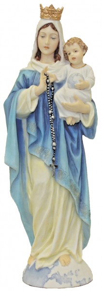 Our Lady of the Rosary Statue, Hand Painted - 11 inch - Full Color