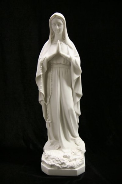Our Lady of Lourdes Statue White Marble Composite - 19 inch - White