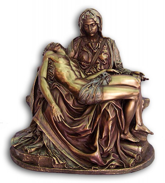 Pieta Statue in Bronzed Resin - 10.5 inches - Bronze