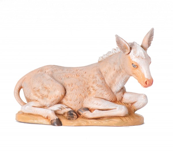 Seated Donkey Nativity Statue - 12&quot; scale - Multi-Color