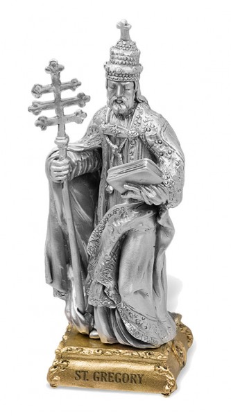 St. Gregory Pewter Statue 4 Inch - Pewter