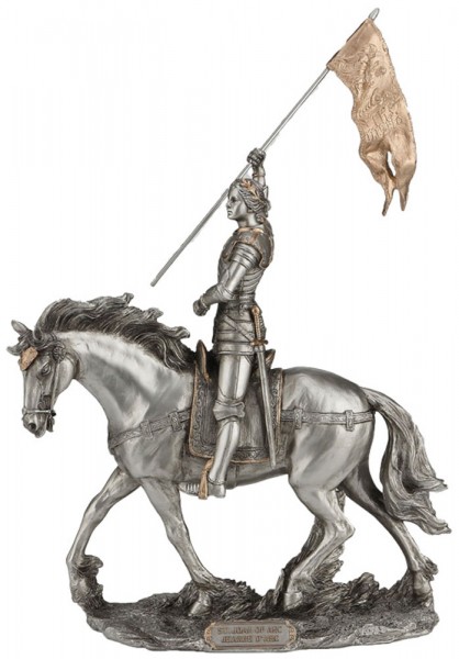 St. Joan of Arc Statue, Pewter Finish - 11 Inches - Gold | Silver
