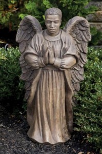 African American Garden Angel Male Statue 25 Inches [MSA0055]