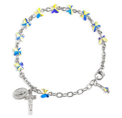 Aurora Borealis Finest Austrian Crystal Butterfly Beads Rosary Bracelet [HRBC8301]