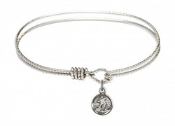 Cable Bangle Bracelet with a Guardian Angel Charm [BRC2340]