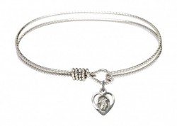 Cable Bangle Bracelet with a Guardian Angel Charm [BRC5407]