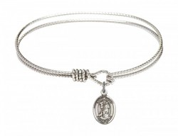 Cable Bangle Bracelet with a Saint Roch Charm [BRC9310]