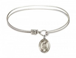 Cable Bangle Bracelet with a Saint Ronan Charm [BRC9315]