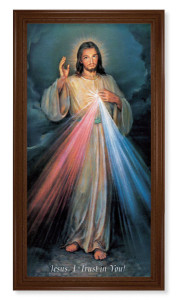 Church Size Divine Mercy Walnut Finish Framed Art [HFA4765]