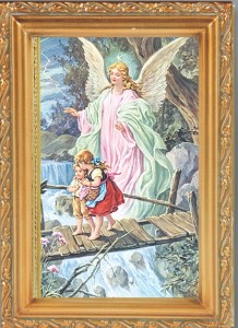 Guardian Angel Antique Gold Framed Print [HFA0055]