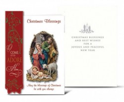Holy Family with Red Side Banner Christmas Card Set [HRCR806]