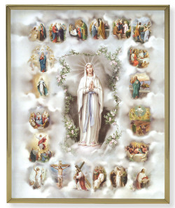 Mysteries of the Rosary 8x10 Gold Trim Plaque [HFA0211]