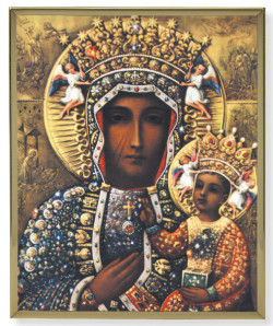 Our Lady of Czestochowa Gold Trim Plaque - 2 Sizes [HFA0203]