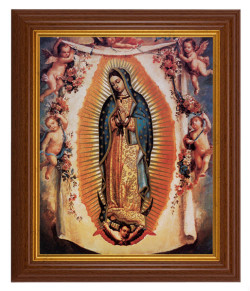 Our Lady of Guadalupe with Angels 8x10 Textured Artboard Dark Walnut Frame [HFA5489]