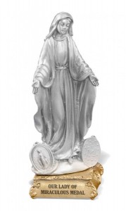 Our Lady of Miraculous Medal Pewter Statue 4 Inch [HRST830]