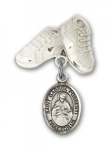 Pin Badge with St. Gabriel Possenti Charm and Baby Boots Pin [BLBP1826]