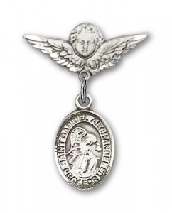 Pin Badge with St. Gabriel the Archangel Charm and Angel with Smaller Wings Badge Pin [BLBP0536]