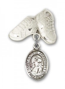 Pin Badge with St. Gabriel the Archangel Charm and Baby Boots Pin [BLBP0538]