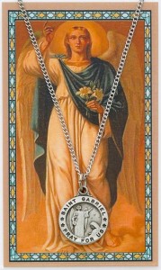 Round St. Gabriel The Archangel Medal with Prayer Card [PC0074]