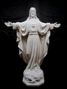 Sacred Heart Statue White Marble Composite - 24 inch [VIC4005]