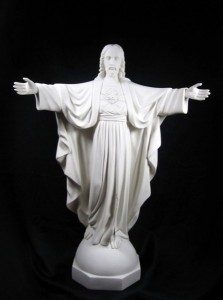 Sacred Heart Statue White Marble Composite - 30 inch [VIC3122]