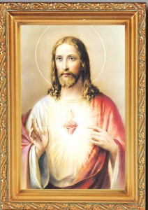 Sacred Heart of Jesus Antique Gold Framed Print [HFA0075]