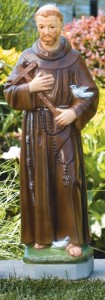 St. Francis with Cross and Birds 24.5 Inch Statue [MSA0018]