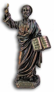 St. Peter Statue, Bronzed Resin - 8 inches [GSS035]
