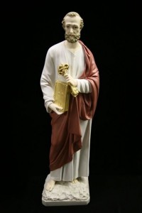 Saint Peter Statue Hand Painted Marble Composite - 24.5 inch [VIC0105]
