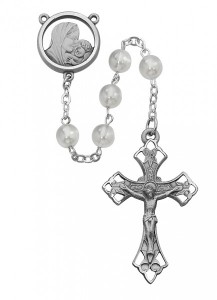 Sterling Silver Mother of Pearl Madonna and Child Rosary [MVRB1095]