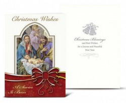 The Holy Family with Red Bow Christmas Card Set [HRCR803]