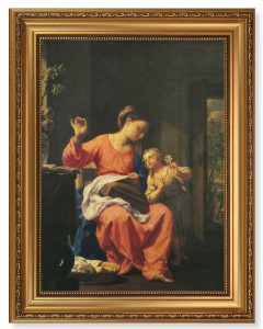 The Madonna Sewing with the Christ Child by Trevisani 12x16 Framed Print Artboard [HFA5121]