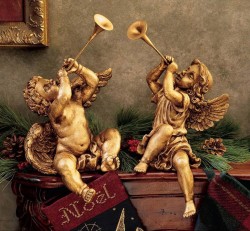 Trumpeting Angel Statues (Set of 2) [TGS0035]