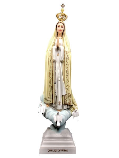 Our Lady of Fatima Hand-painted Statue with Dove 16.5 Inch - Full Color