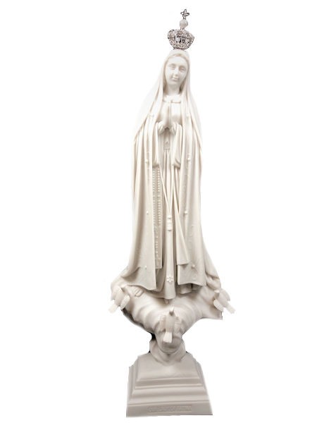 Our Lady of Grace Silver Crown White Marble Statue 16.5 Inch - White