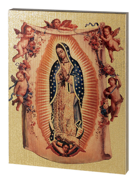 Our Lady of Guadalupe Embossed Wood Plaque - Full Color