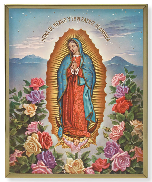 Our Lady of Guadalupe Gold Frame 8x10 Plaque - Full Color