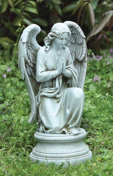 Praying Angel Garden Statue 17.75&quot; - Stone Finish
