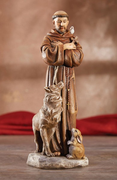 Saint Francis with Animals 8 Inch High Statue - Full Color