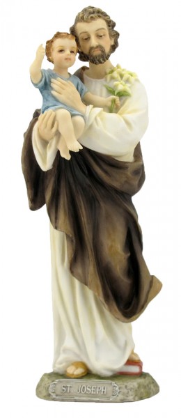 St. Joseph &amp; Child Statue, Hand Painted - 8 inches - Full Color